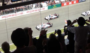 Audi R 18 etron first and second at 2014 Le Mans race
