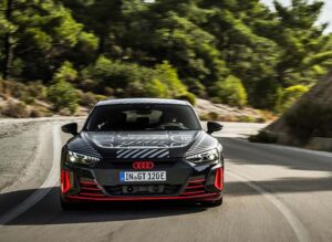 2021 Audi e-tron GT driving in Rhodes Greece